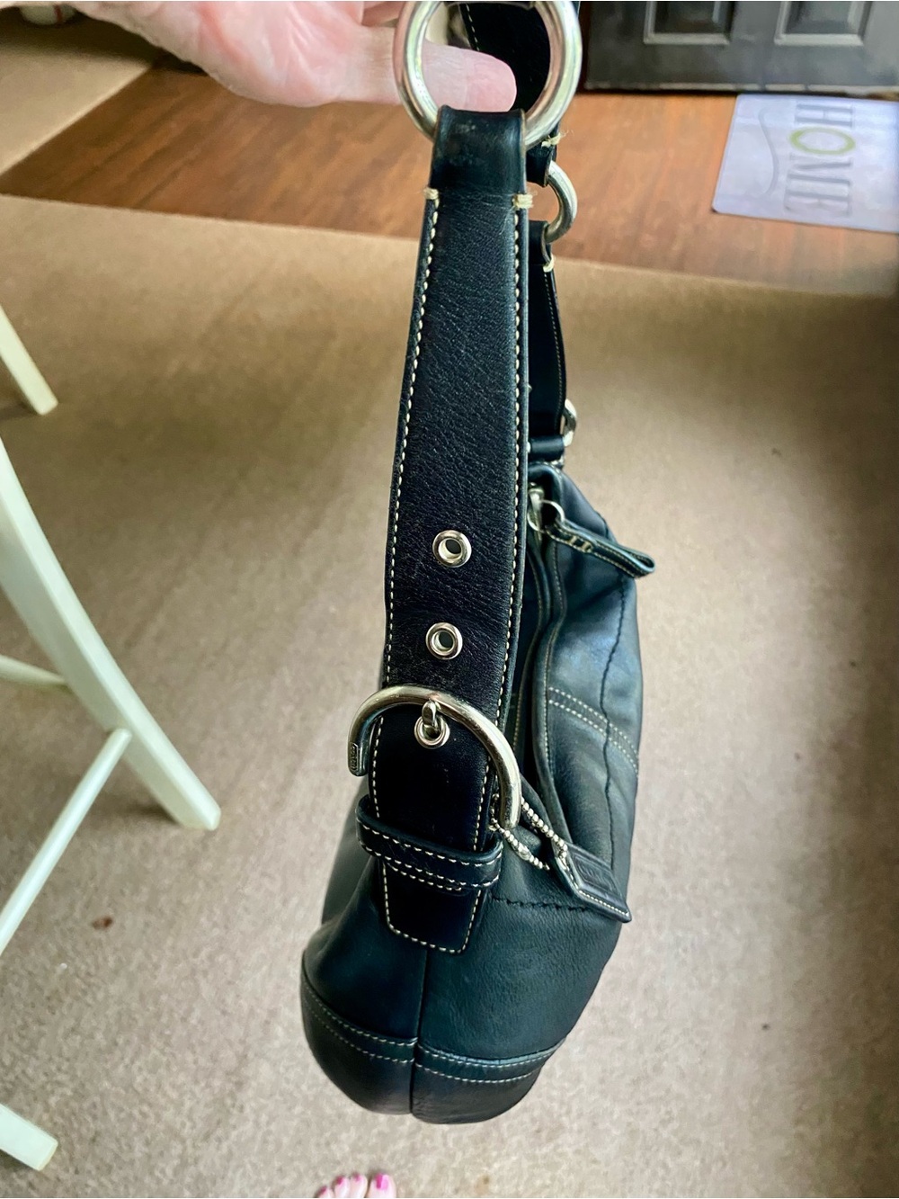Coach Vintage Black Leather Hobo Shoulder Bag Style 9697 Y2K Genuine Leather - Picture 4 of 9